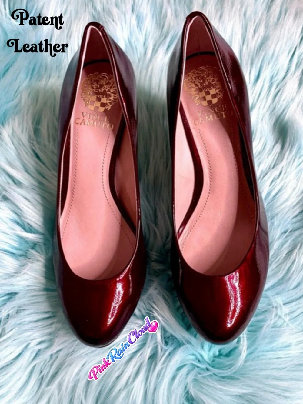Vince Camuto Patent Leather Dark Red Vintage Heels Women’s 7 Low Platform